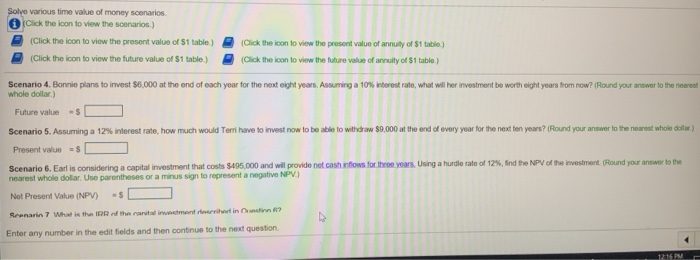 Solved Solve various time value of money scenarios (Click | Chegg.com ...