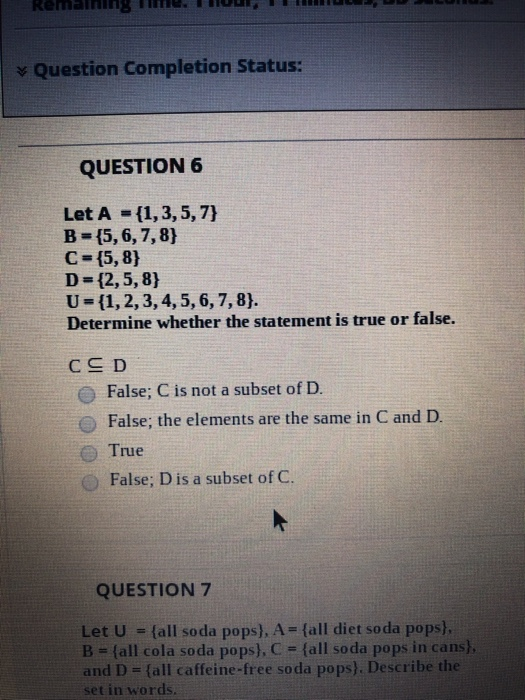 Solved Question Completion Status: QUESTION 6 Let A (1,3,5, | Chegg.com