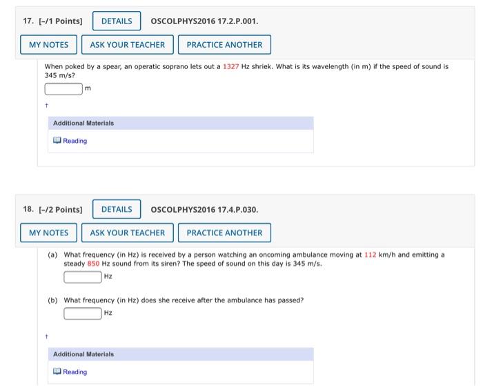 Solved 17 [ 1 Points Details Oscolphys2016 17 2 P 001 My