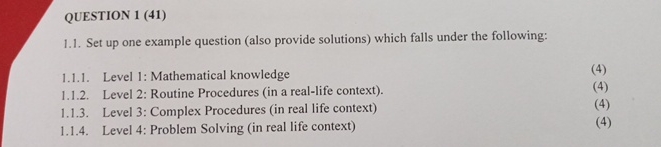 Solved QUESTION 1 (41)1.1. ﻿Set up one example question | Chegg.com