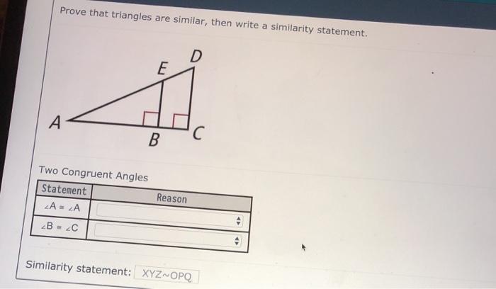 Solved Prove that triangles are similar, then write a | Chegg.com