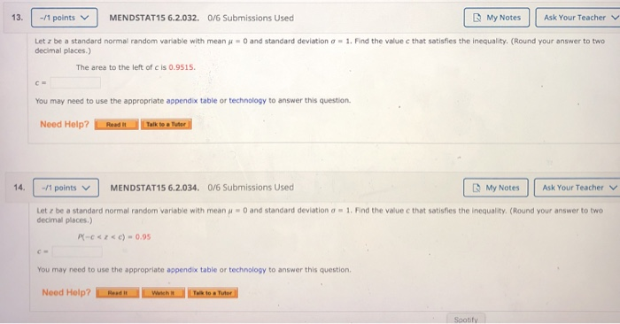 Solved My Notes Ask Your Teacher | 9. -/1 points MENDSTAT15 | Chegg.com