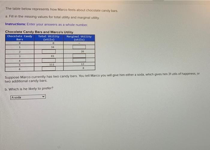 Solved The Table Below Represents How Marco Feels About | Chegg.com