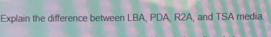 Explain the difference between LBA, PDA, R2A, ﻿and | Chegg.com
