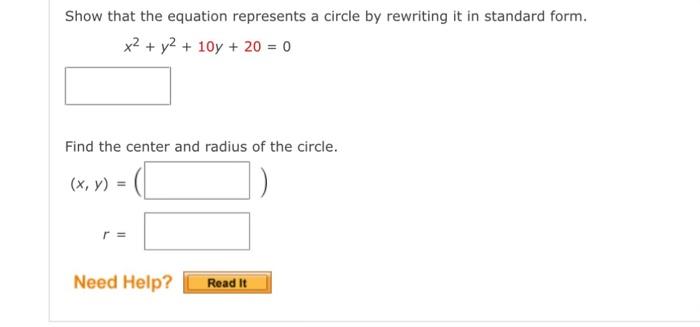 Solved Show that the equation represents a circle by | Chegg.com