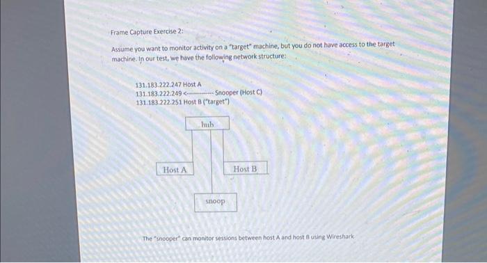 Frame Capture Exercise 2: Assume you want to monitor | Chegg.com