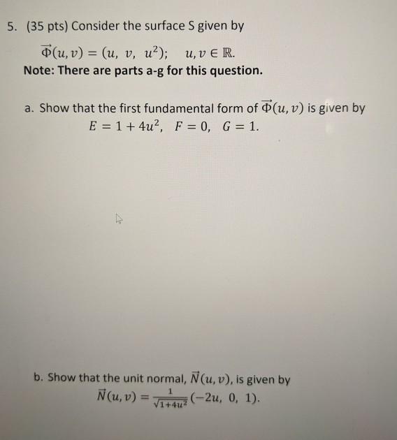 Solved 5 35 Pts Consider The Surface S Given By U V Chegg Com