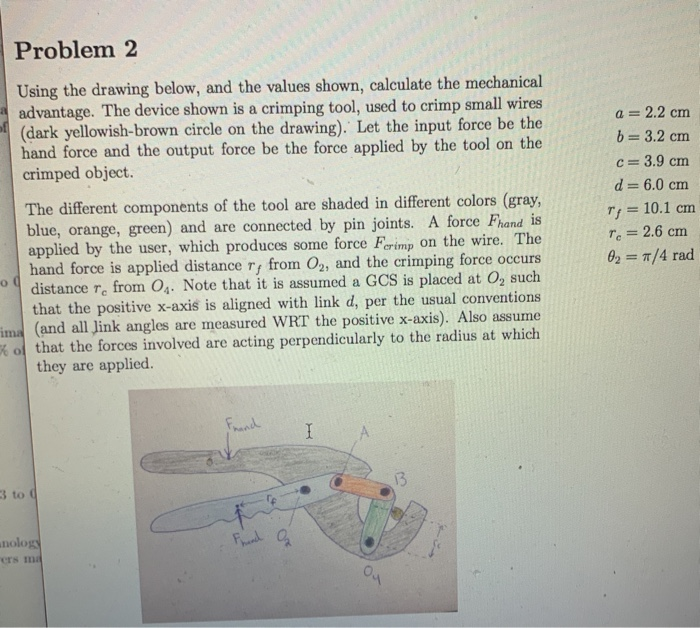 Solved Problem 2 A= Using The Drawing Below, And The Values | Chegg.com