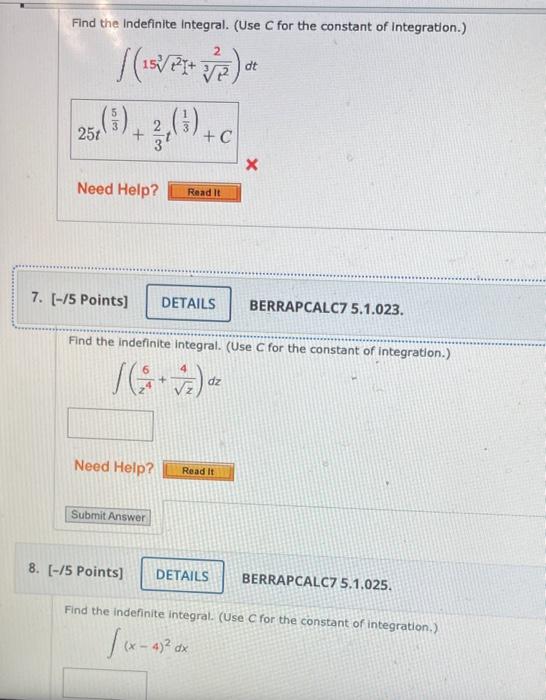 Solved Find the Indefinite integral. (Use C for the constant | Chegg.com