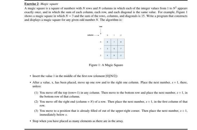 Solved appears Exercise 2 Magic square A magic square is a