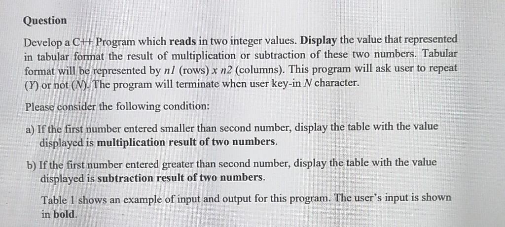 Solved Question Develop a CH Program which reads in two | Chegg.com