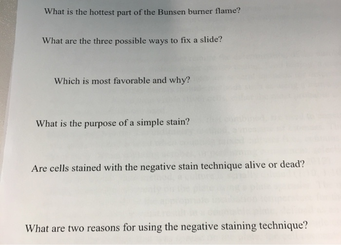 Solved What is the hottest part of the Bunsen burner flame?