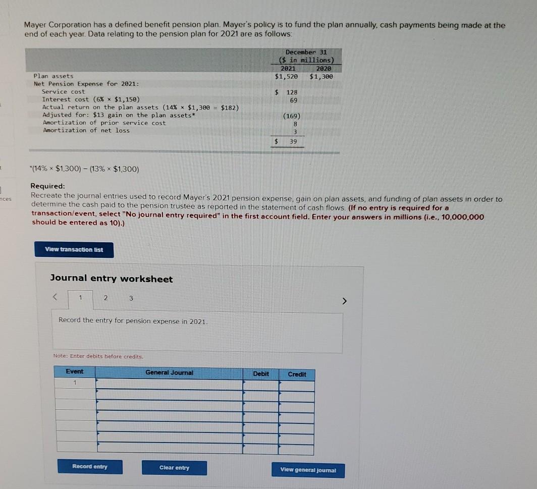 solved-mayer-corporation-has-a-defined-benefit-pension-plan-chegg