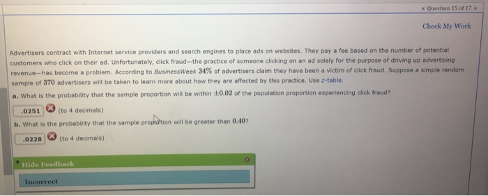 Solved Question 15 Of 17 Check My Work Advertisers Contract | Chegg.com