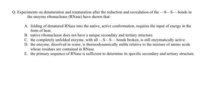 experiments on denaturation and renaturation after the reduction