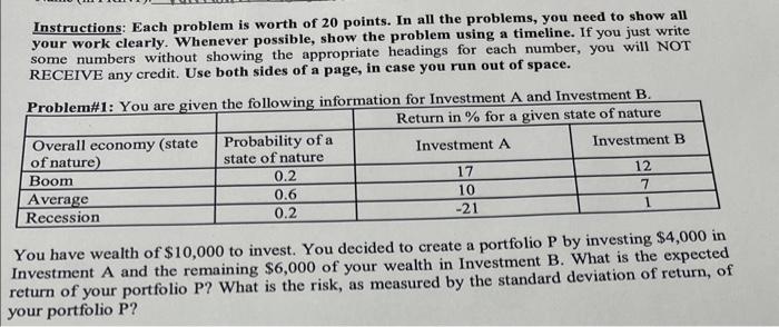 Solved Instructions: Each problem is worth of 20 points. In | Chegg.com