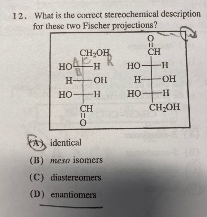 Solved 12. What is the correct stereochemical description | Chegg.com