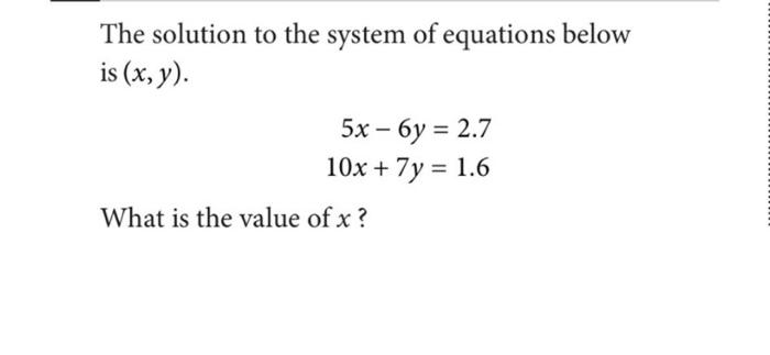 Solved The solution to the system of equations below is (x, | Chegg.com