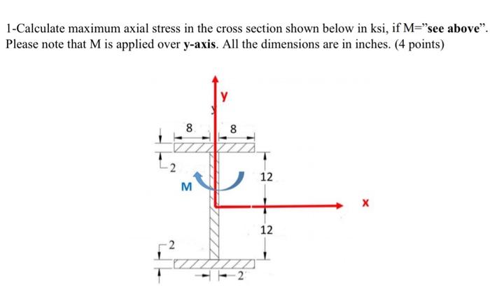 Solved 1-Calculate maximum axial stress in the cross section | Chegg.com