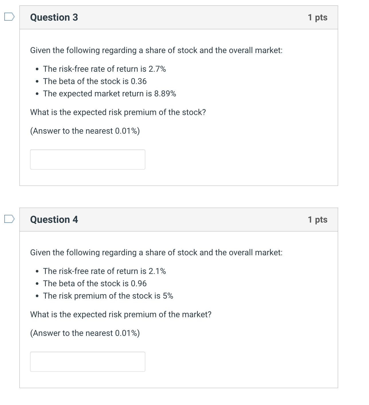 Solved Question 3Given the following regarding a share of | Chegg.com