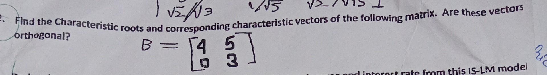 characteristic roots and vectors of matrix