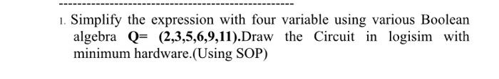 Solved 1. Simplify the expression with four variable using | Chegg.com
