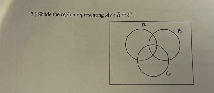 Solved 2.) Shade The Region Representing A∩Bˉ∩C. | Chegg.com