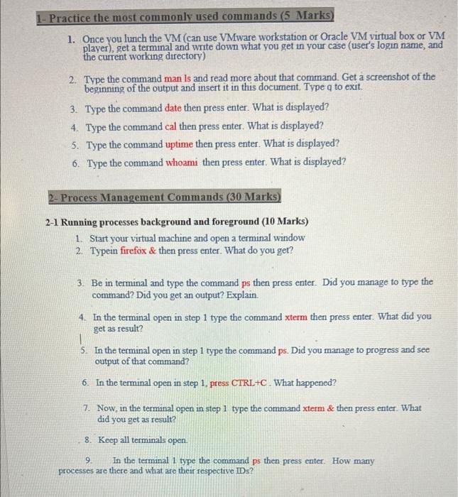 Solved 1- Practice The Most Commonly Used Commands (5 Marks | Chegg.com