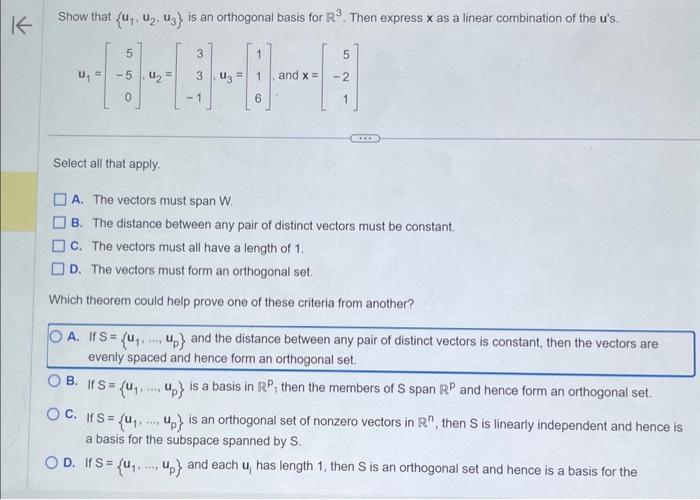 Solved Show That U1u2u3 Is An Orthogonal Basis For R3 9600