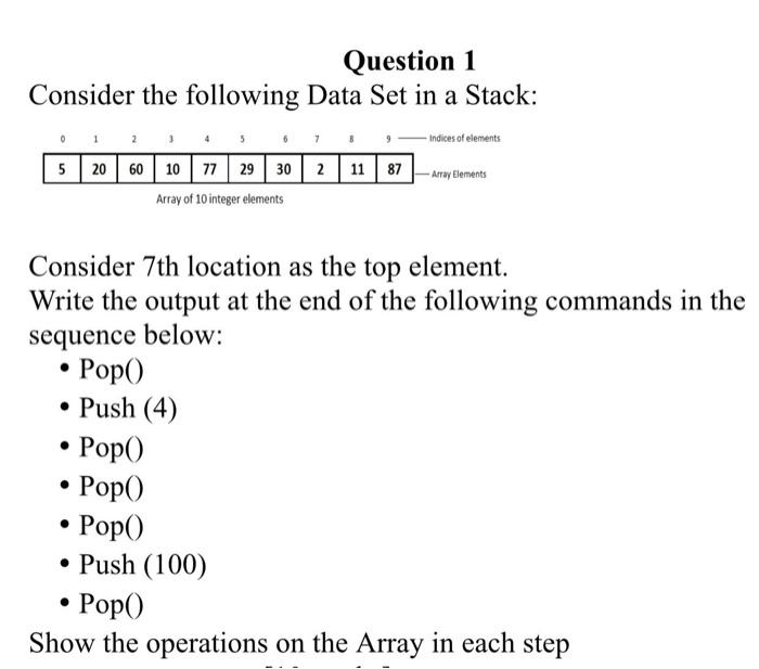 Solved Question 1 Consider the following Data Set in a | Chegg.com