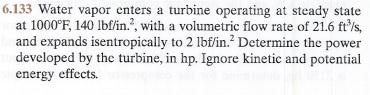 Solved Water Vapor Enters A Turbine Operating At Steady | Chegg.com