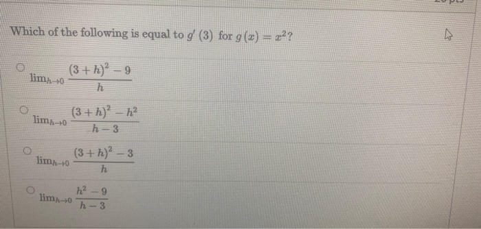 Which Of The Following Is Equal To G 3 For 9 2 Chegg Com