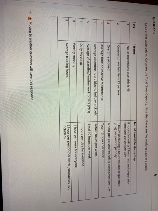 Solved Question 5 Look At The Table Below Calculate The Chegg Com