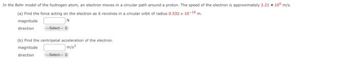 Solved In the Bohr model of the hydrogen atom, an electron | Chegg.com