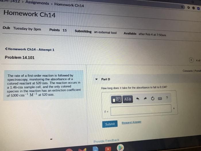 Solved 1 Homework Ch14 Due Tuesday by 3pm Points 15 | Chegg.com