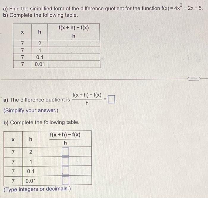 Solved A) Find The Simplified Form Of The Difference | Chegg.com