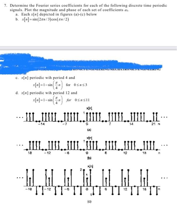 Solved 7. Determine the Fourier series coefficients for each | Chegg.com