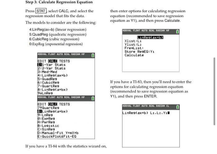 Solved For each set of data below, you are to do the | Chegg.com