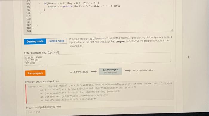 Solved 9.6 LAB: Parsing dates Complete main 0 to read dates | Chegg.com