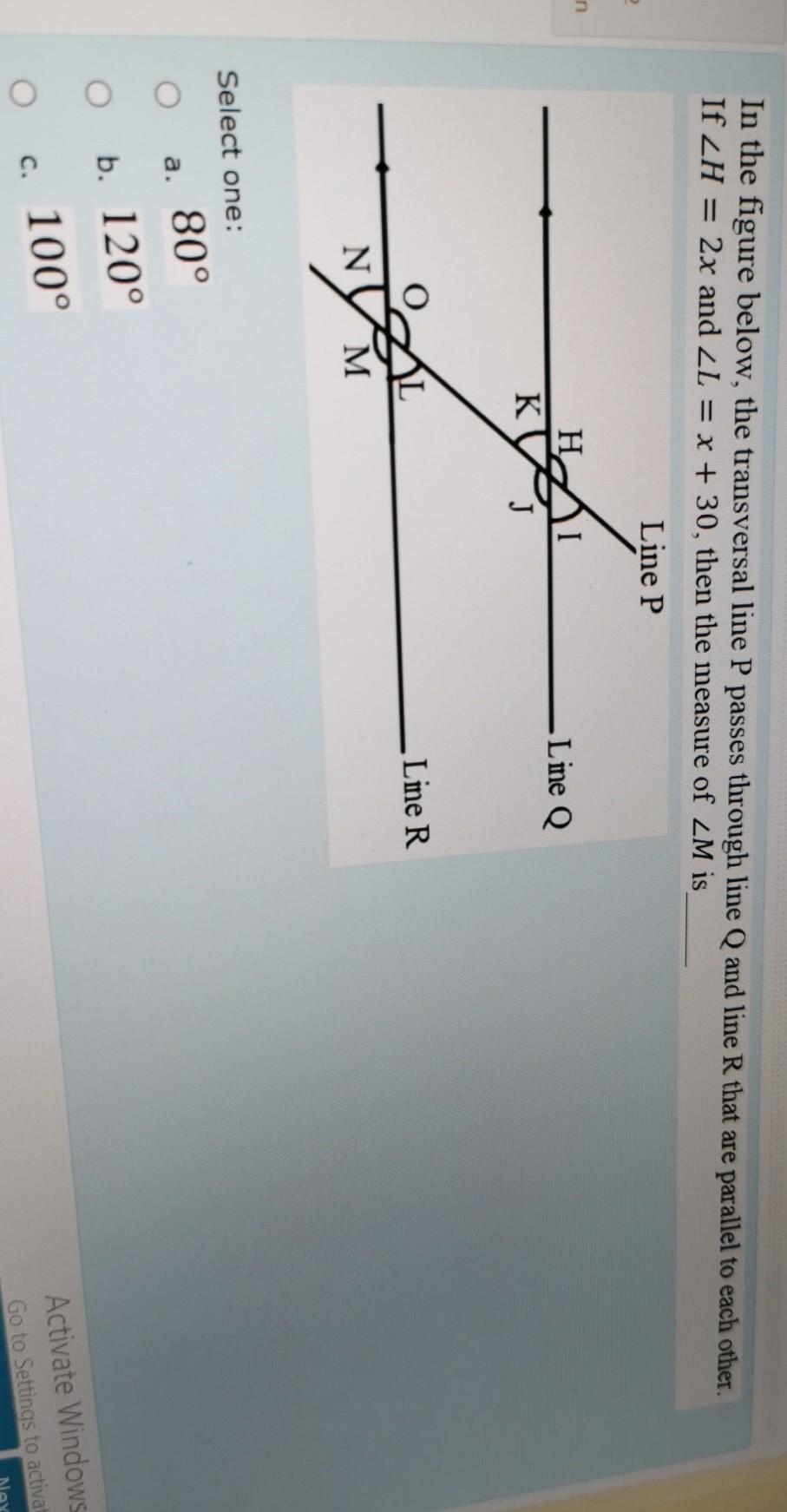 Solved In The Figure Below The Transversal Line P Passes Chegg Com