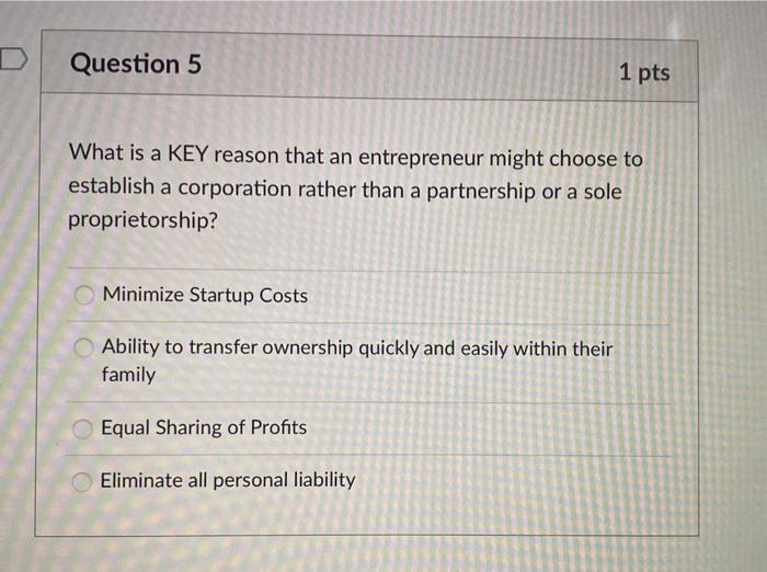 Solved Question 5 1 pts What is a KEY reason that an | Chegg.com
