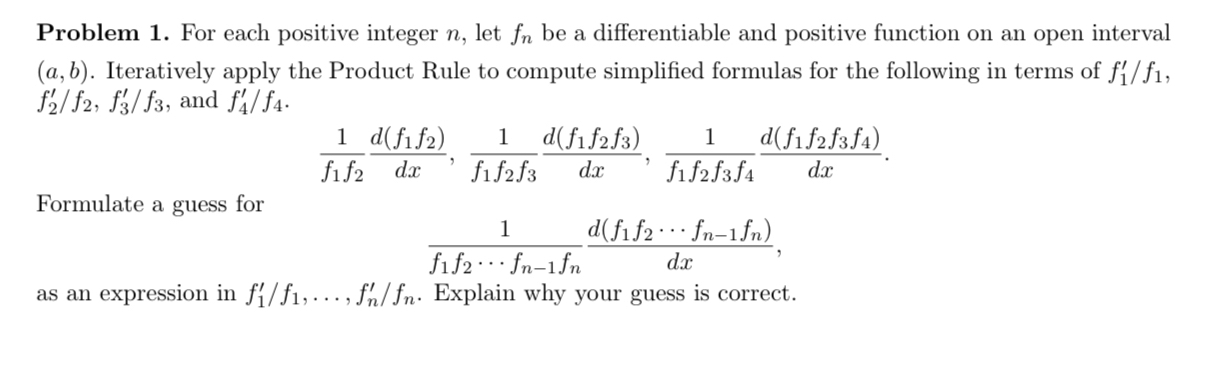Solved Problem 1. ﻿For each positive integer n, ﻿let fn ﻿be | Chegg.com