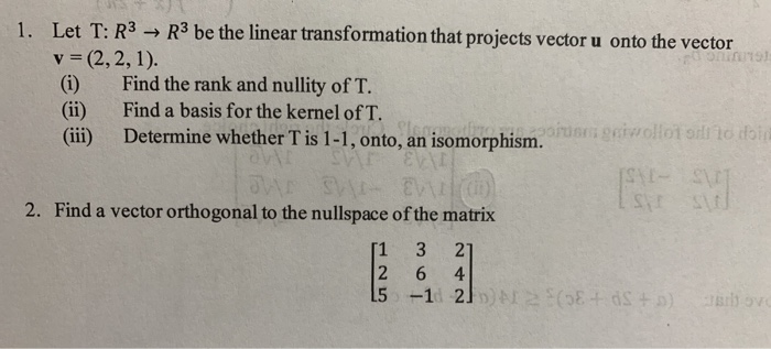 Solved 1991 1. Let T: R3 → R3 be the linear transformation | Chegg.com