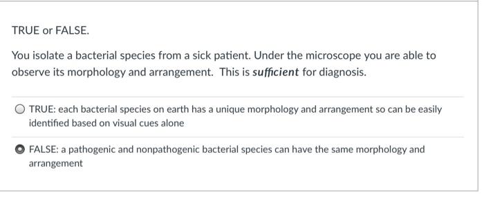 Solved TRUE or FALSE. You isolate a bacterial species from a | Chegg.com