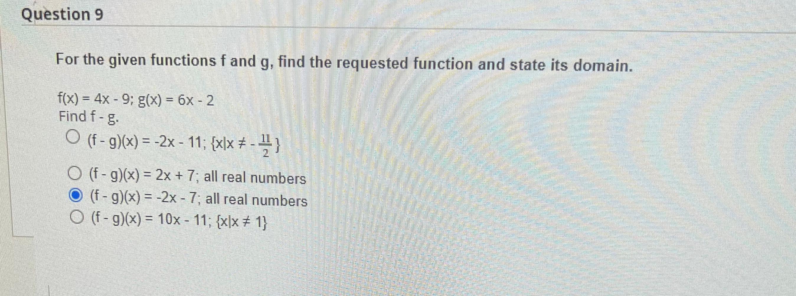 Solved Question 9For The Given Functions F ﻿and G, ﻿find The | Chegg.com