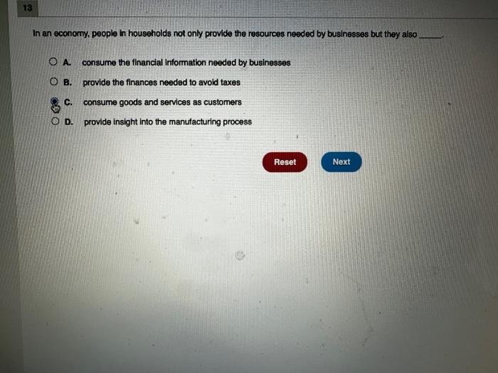 Solved In an economy, people in households not only provide