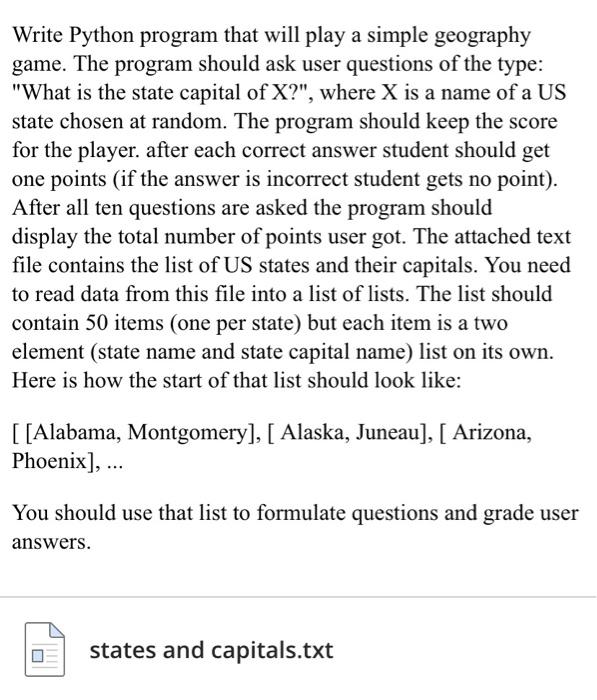 Solved Write Python program that will play a simple | Chegg.com