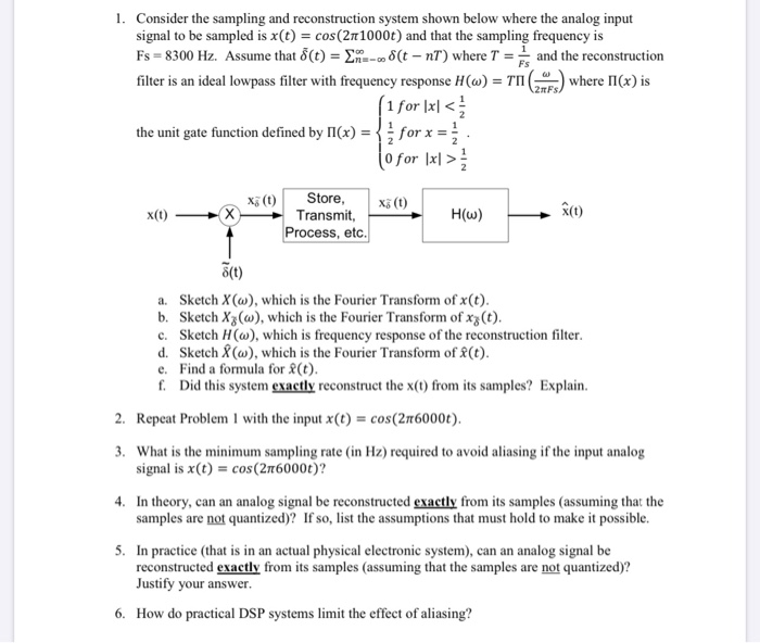 Solved 1. Consider The Sampling And Reconstruction System | Chegg.com