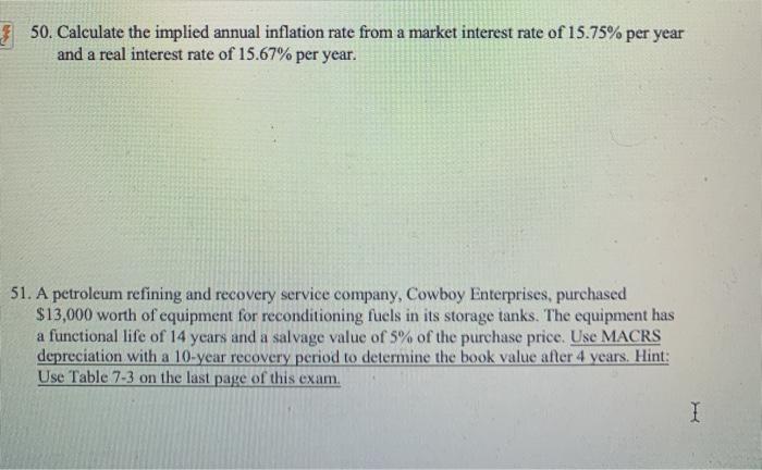 Solved 50. Calculate The Implied Annual Inflation Rate From | Chegg.com