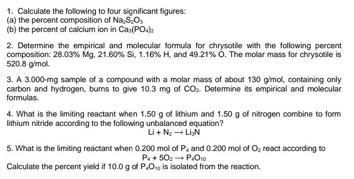 Solved 1. Calculate the following to four significant | Chegg.com